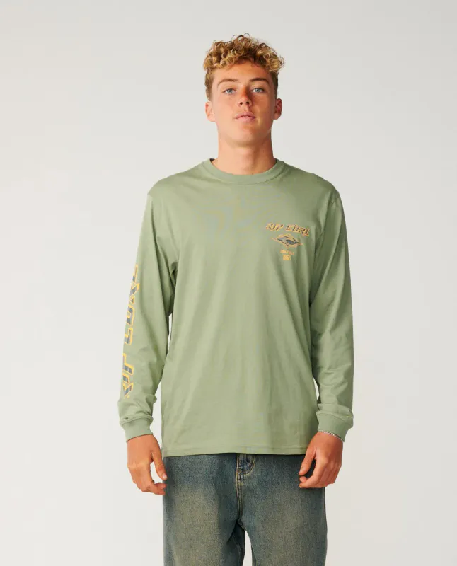 Rip Curl - Fade Out Icon Langermet T-skjorte - Sage