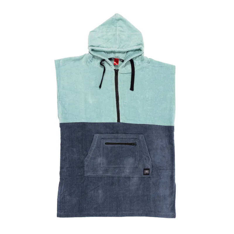 O&E - Skifteponcho Junior - Horizon Zip Neck - Dusty Turquoise