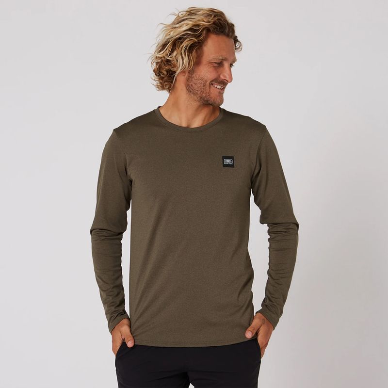 O & E - Mens Surf Long Sleeve Rash Shirt - Rash Guard - Olive