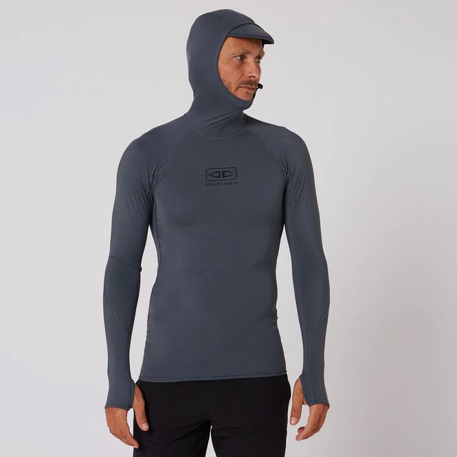 Hovedbilde O & E - Mens Tropic Hooded Long Sleeve Rash Guard - Charcoal