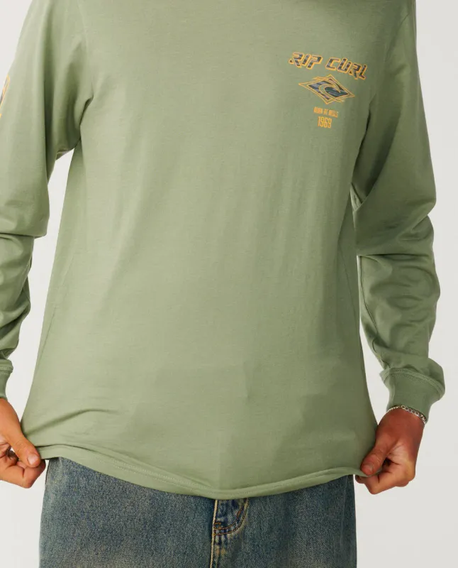 Rip Curl - Fade Out Icon Langermet T-skjorte - Sage