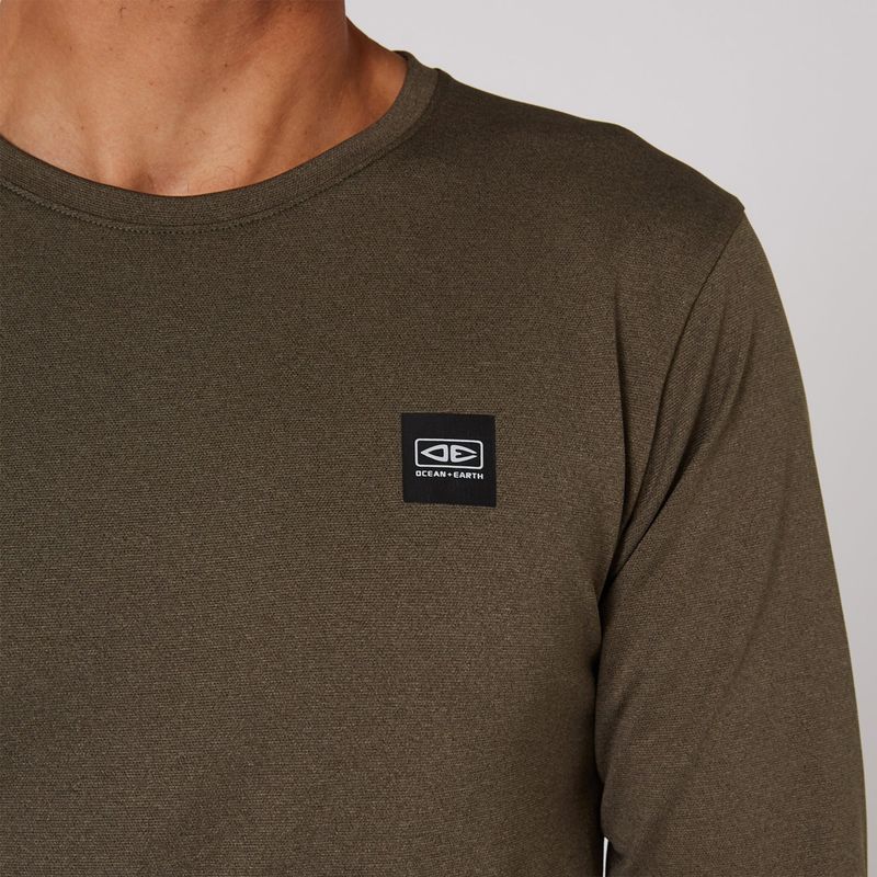 O & E - Mens Surf Long Sleeve Rash Shirt - Rash Guard - Olive