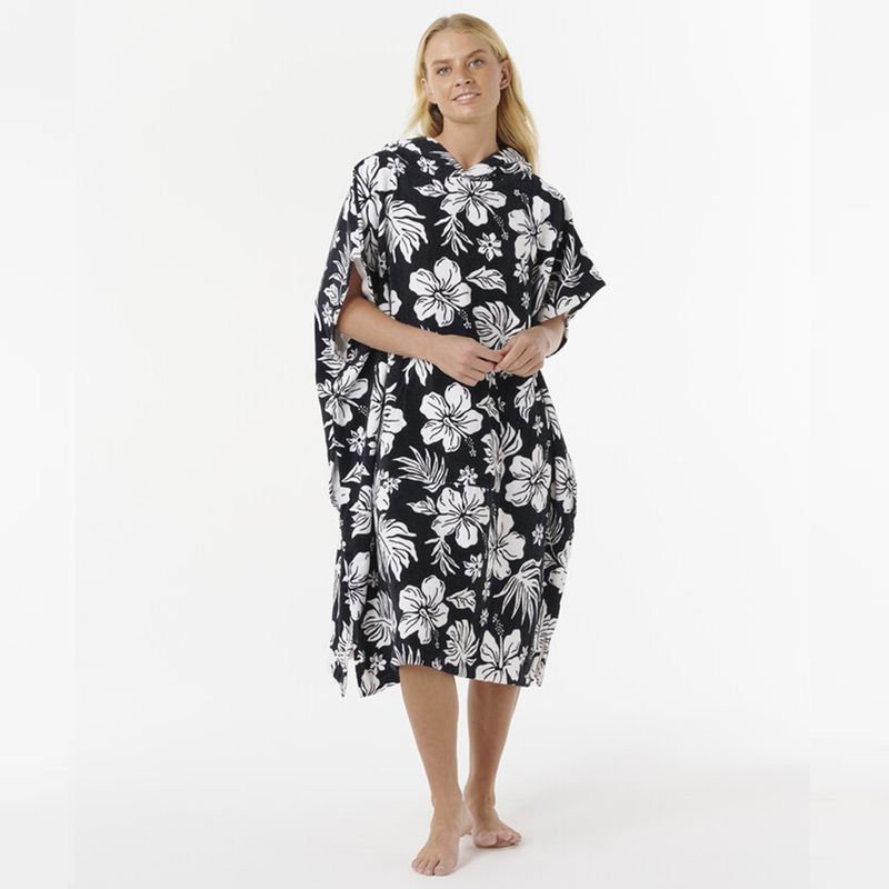 Rip Curl - Mixed Skifteponcho med hette - Black & White
