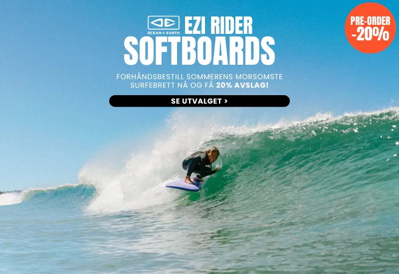 Forhåndsbestill sommerens morsomste surfebrett nå og få 20% avslag. Ezi Rider Soft-boards fra Ocean Earth hos surfshop.no