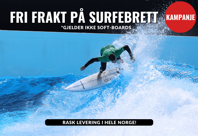 Mann som surfer i bølgebasseng - fri frakt på surfebrett - glelder ikke soft-boards-
