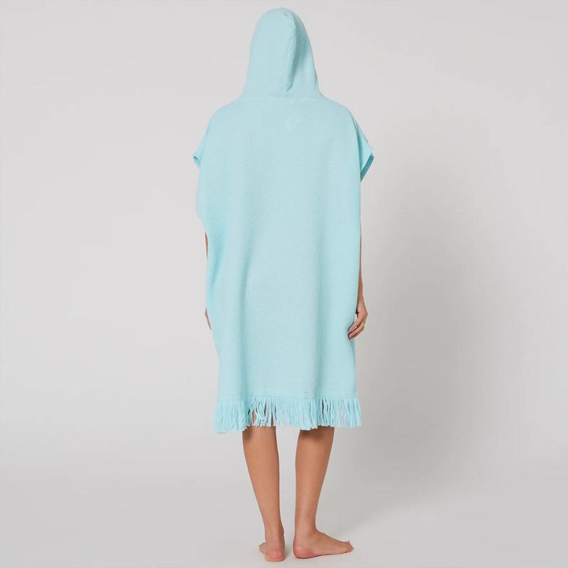 O&E - Waffle Skifteponcho med hette - Bleached Aqua - 105cm