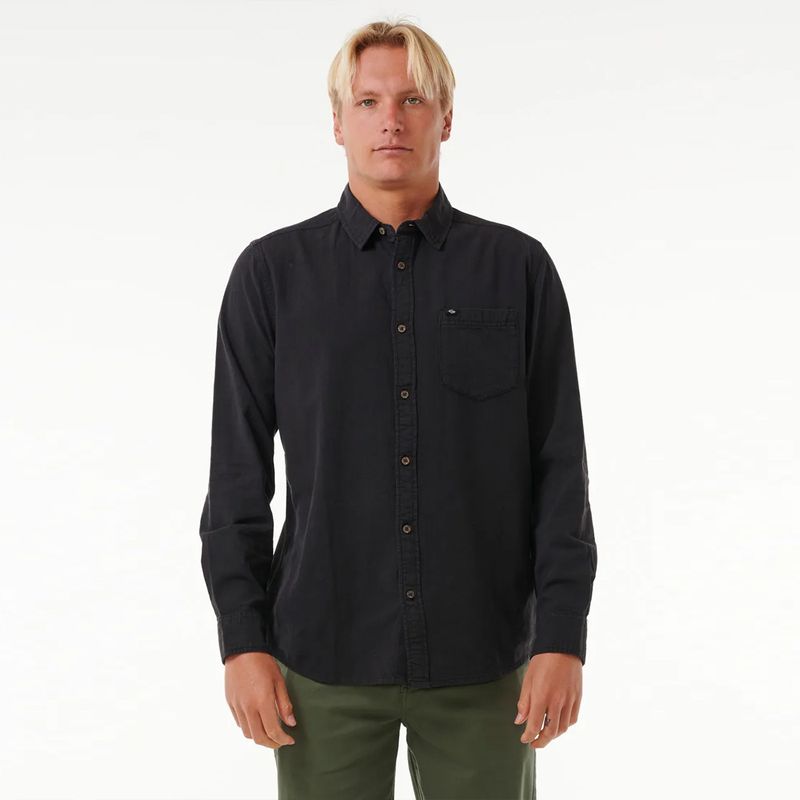 Rip Curl Classic Surf Washed Long Sleeve Shirt - Skjorte - Black